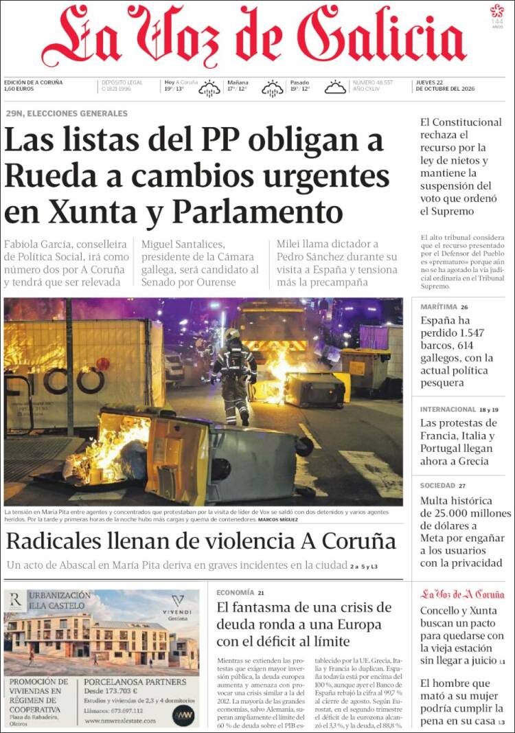 Portada La Voz de Galicia